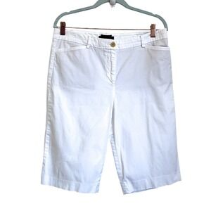 Talbots The Perfect Shorts Womens 8 White Bermuda Preppy Golf Classic Stretch